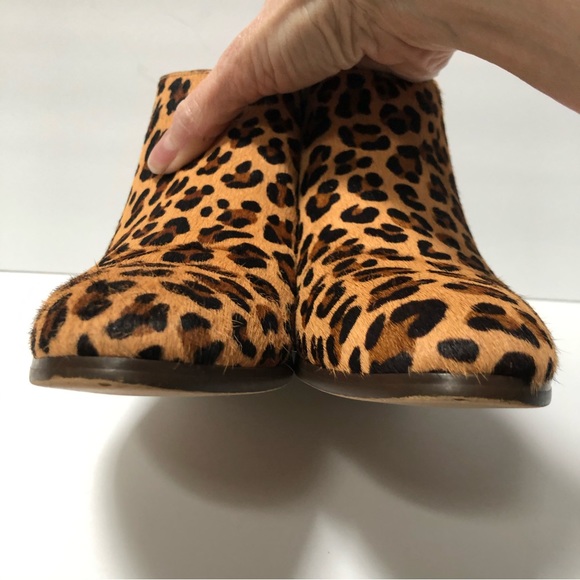 J.Crew factory leopard print leather upper ankle boots size 8 gently worn - Picture 4 of 12